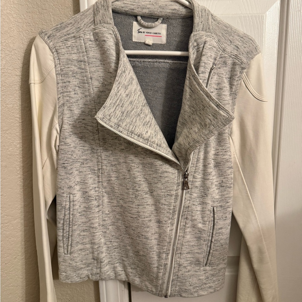 Vince Camuto Heather Gray and Cream Blazer